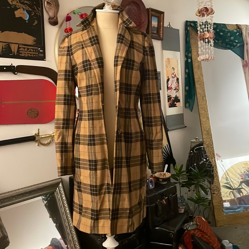 Plaid Nancy Drew trench coat! Super warm well made.